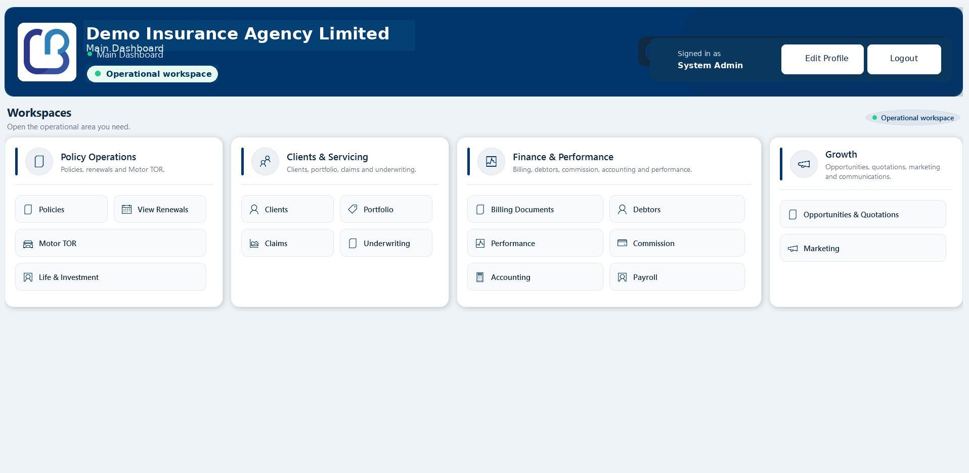 BIA Main Workspace screenshot