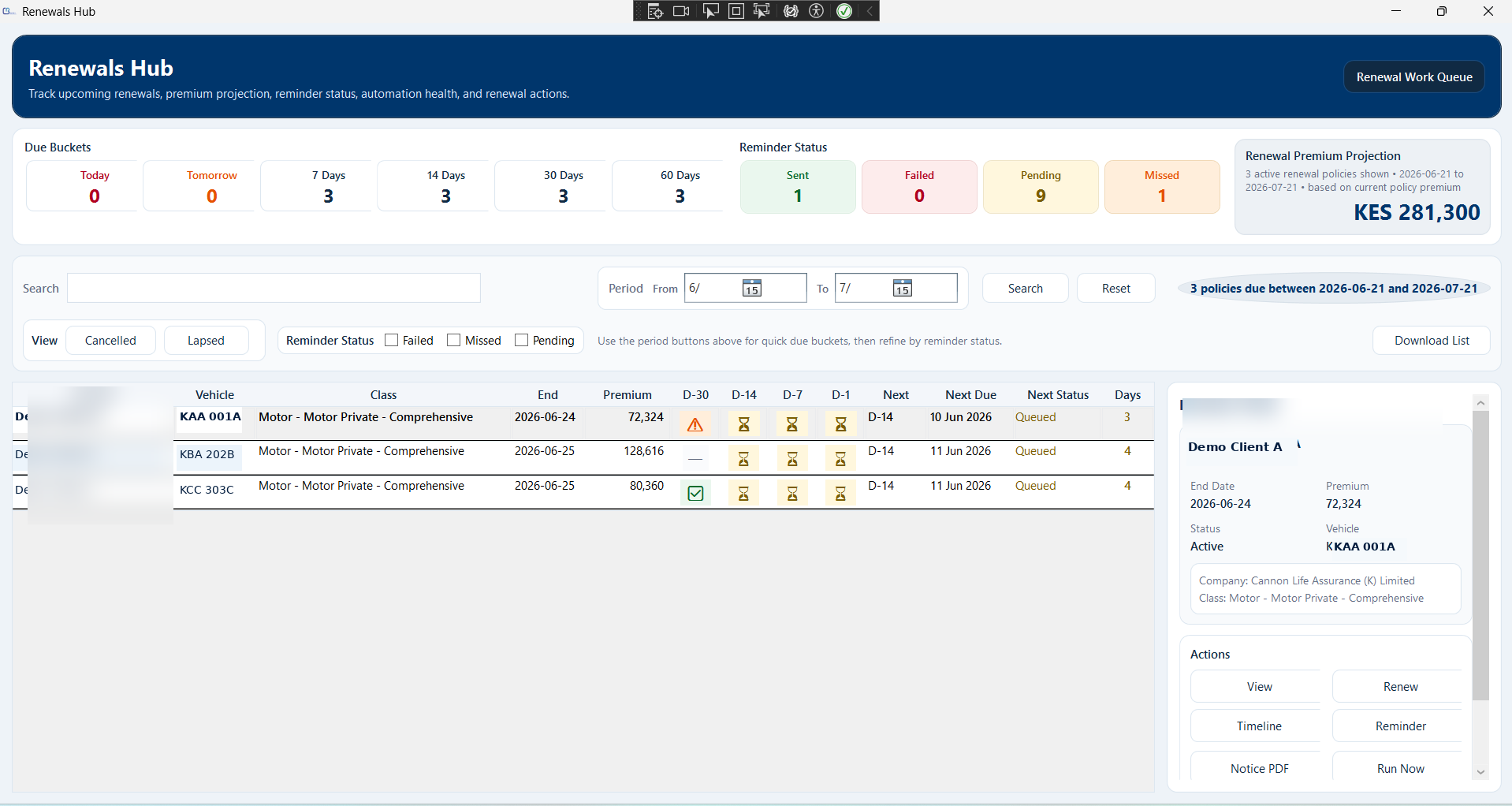 Renewals Hub screenshot